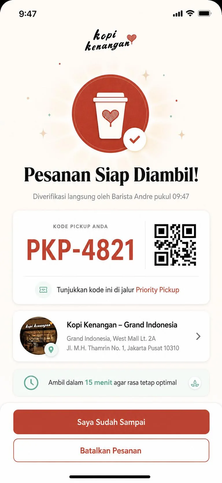 Kopi Kenangan, Barista-verified